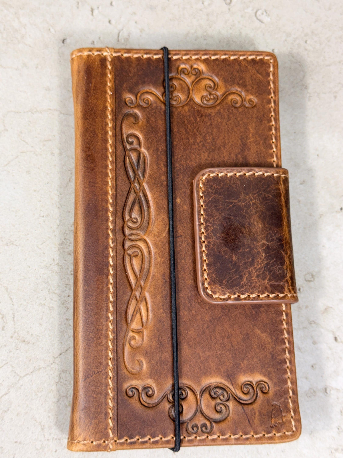 Handmade Leather Wallet Case: Magnetic Book Cover with Card Slots