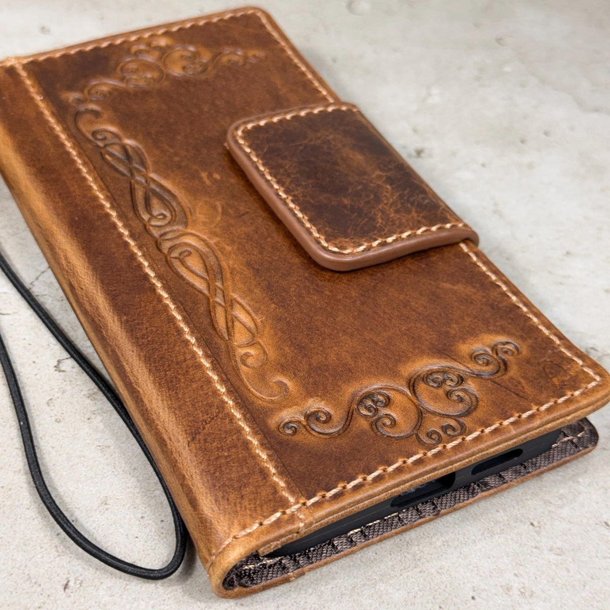 Handmade Leather Wallet Case: Magnetic Book Cover with Card Slots