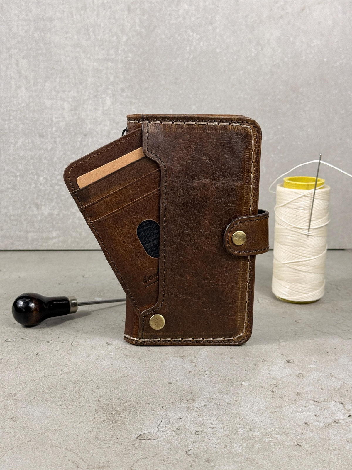 Handmade Leather Wallet Case for Google Pixel Fold: