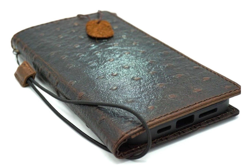 Genuine Leather Wallet Case: Vintage Book Style, Card Slots Motorola