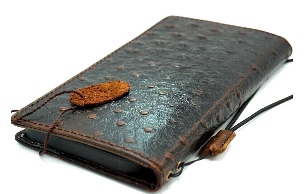 Genuine Leather Wallet Case: Vintage Book Style, Card Slots Motorola