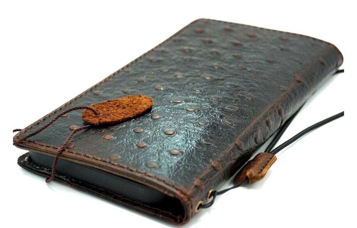 Genuine Leather Wallet Case: Vintage Book Style, Card Slots Motorola