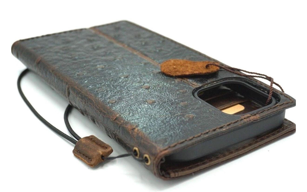 Genuine Leather Wallet Case: Vintage Book Style, Card Slots Motorola