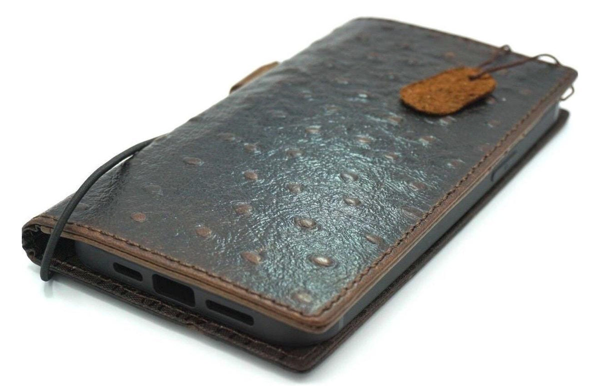 Genuine Leather Wallet Case: Vintage Book Style, Card Slots Motorola
