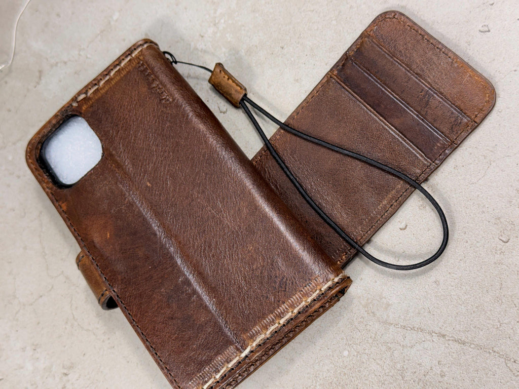 Vintage Book Style Leather iPhone Wallet Case
