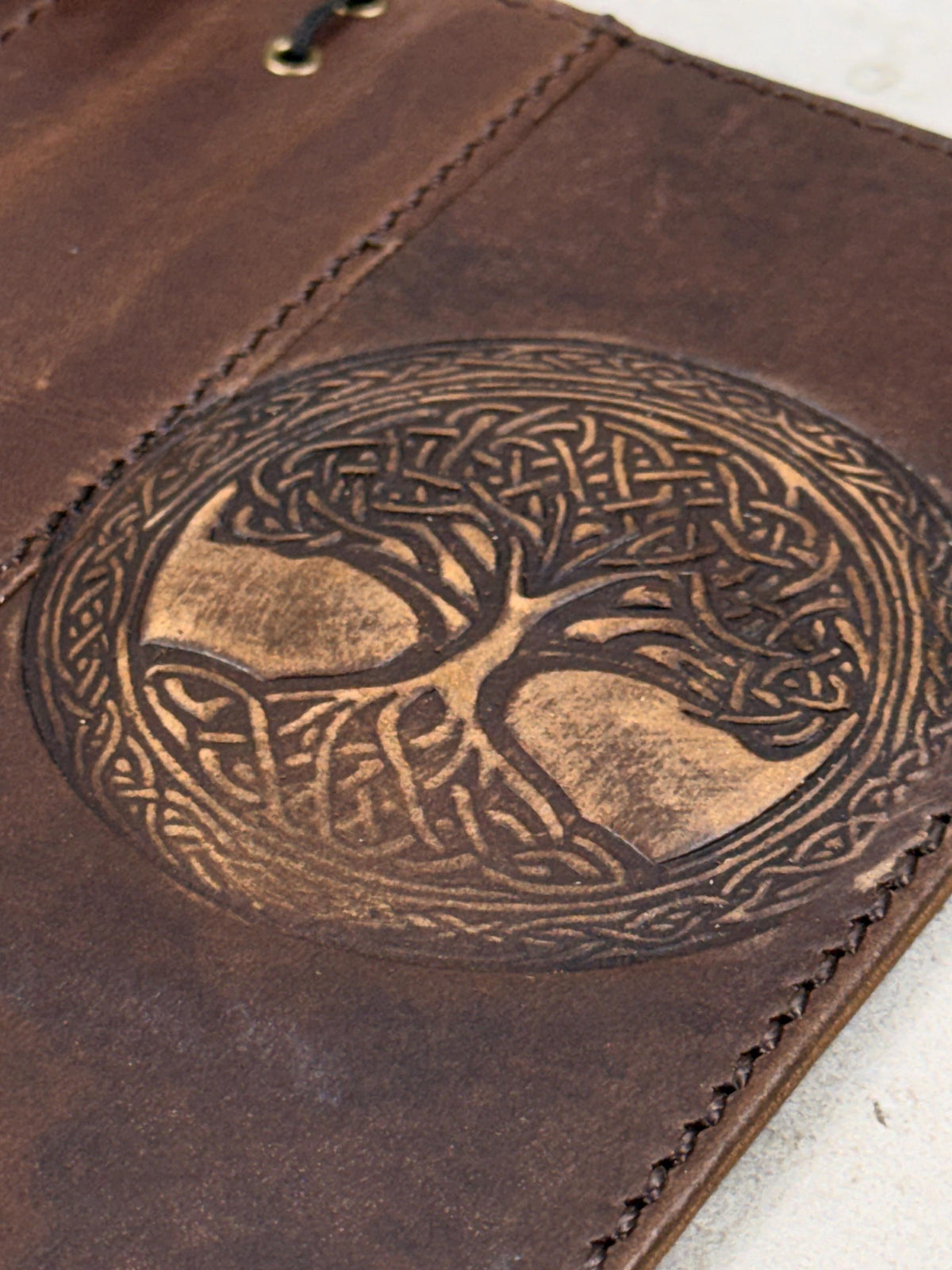 Genuine Leather iPhone Wallet Case: Tree Of Life Embossed Cover