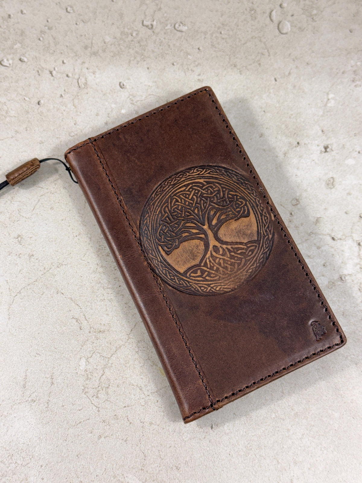 Genuine Leather iPhone Wallet Case: Tree Of Life Embossed Cover