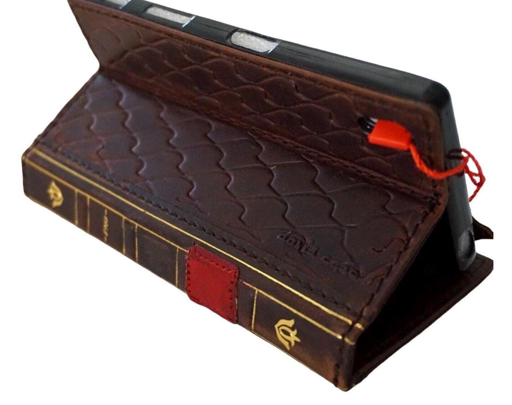 Genuine Leather Wallet Case for Google Pixel: Vintage Book Design