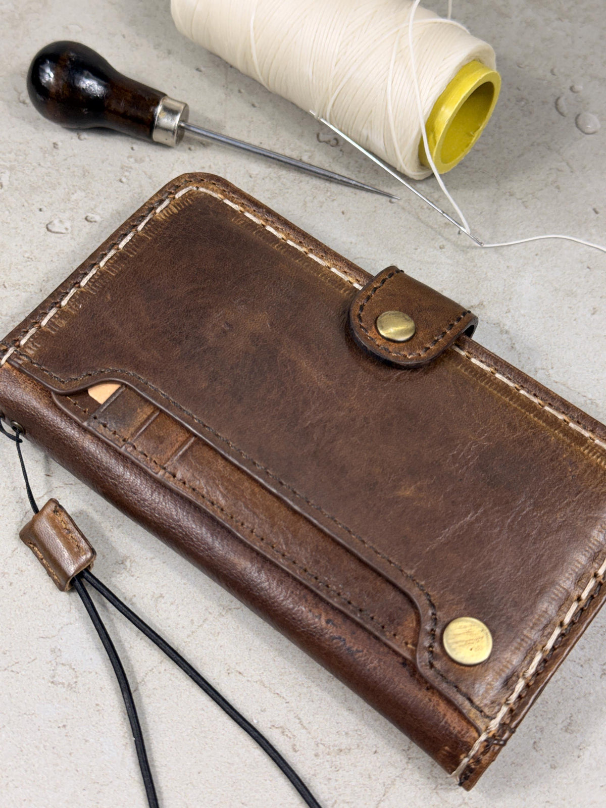 Handmade Leather Wallet Case for Google Pixel Fold: