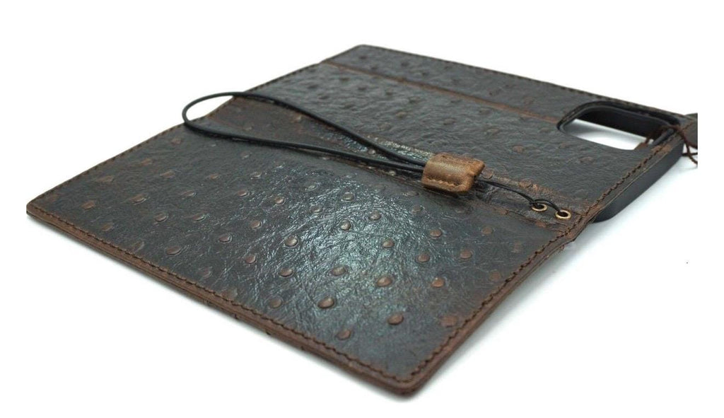 Genuine Leather Wallet Case: Vintage Book Style, Card Slots Motorola