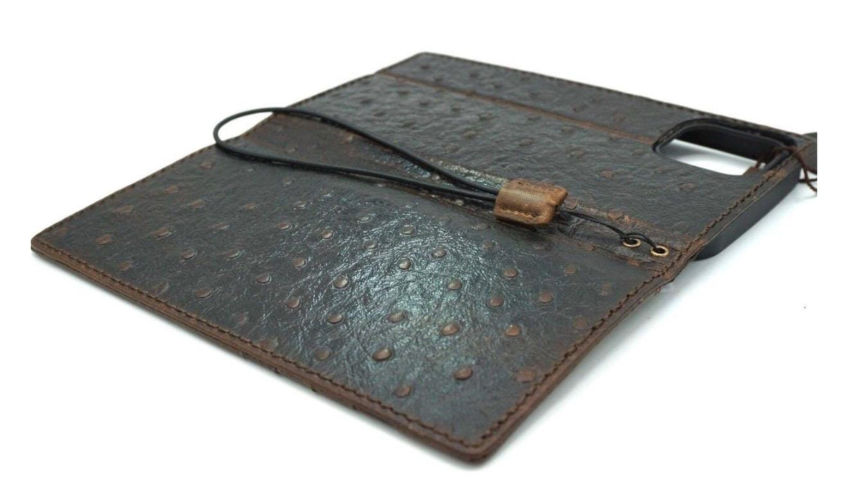 Genuine Leather Wallet Case: Vintage Book Style, Card Slots Motorola