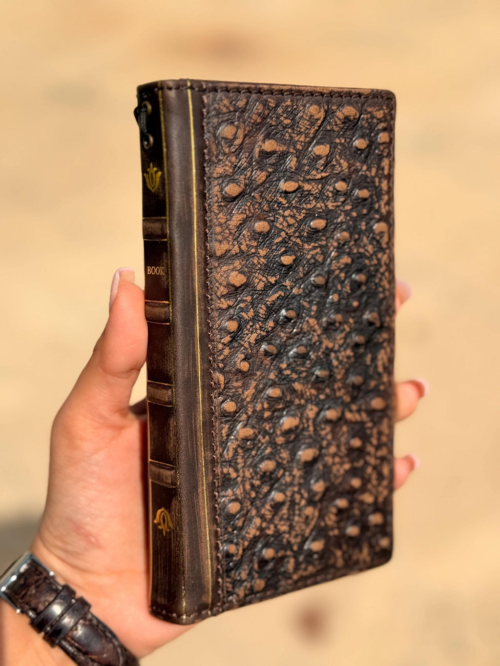 Handmade Leather iPhone Case: Vintage Book Style, Full Grain Leather 17