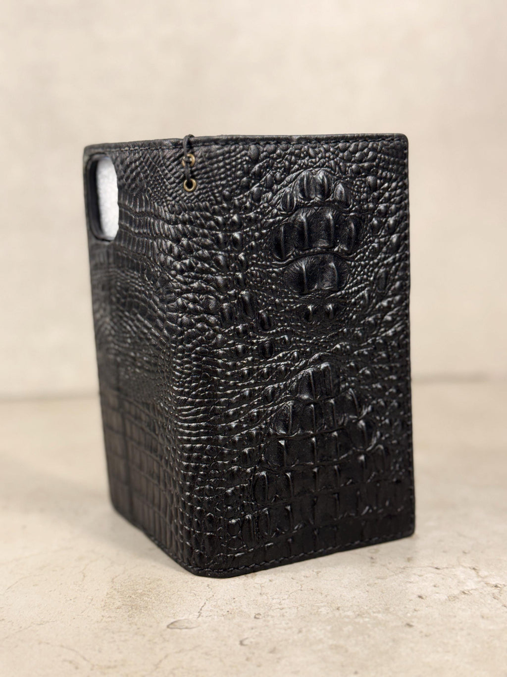 Genuine Leather Wallet Case: Vintage Book Style, Card Slots