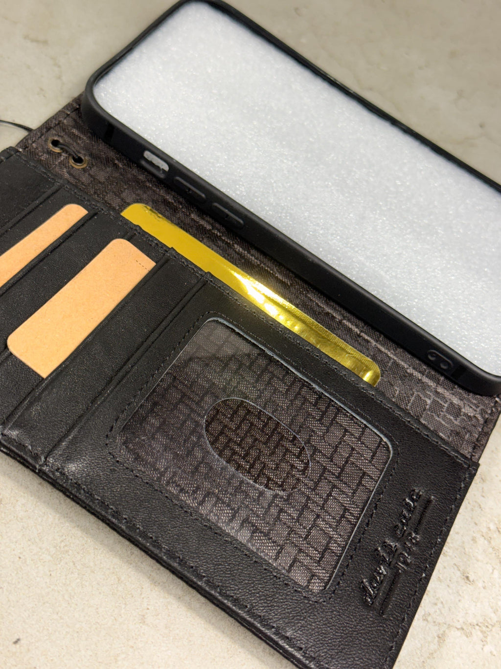 Handmade Embossed Leather Wallet Case, Floral Design Card Slots (Galaxy S21-S26 Ultra)