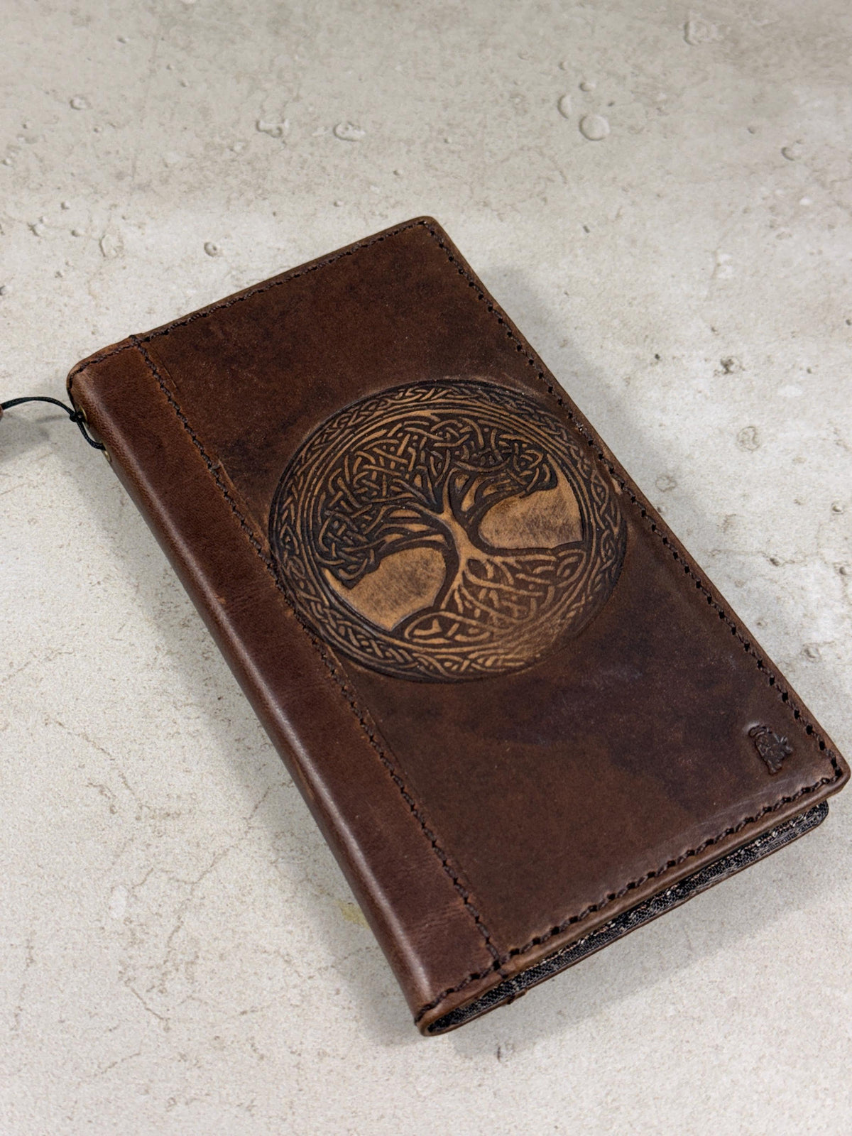 Genuine Leather iPhone Wallet Case: Tree Of Life Embossed Cover