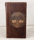 Genuine Leather iPhone Wallet Case: Tree Of Life Embossed Cover