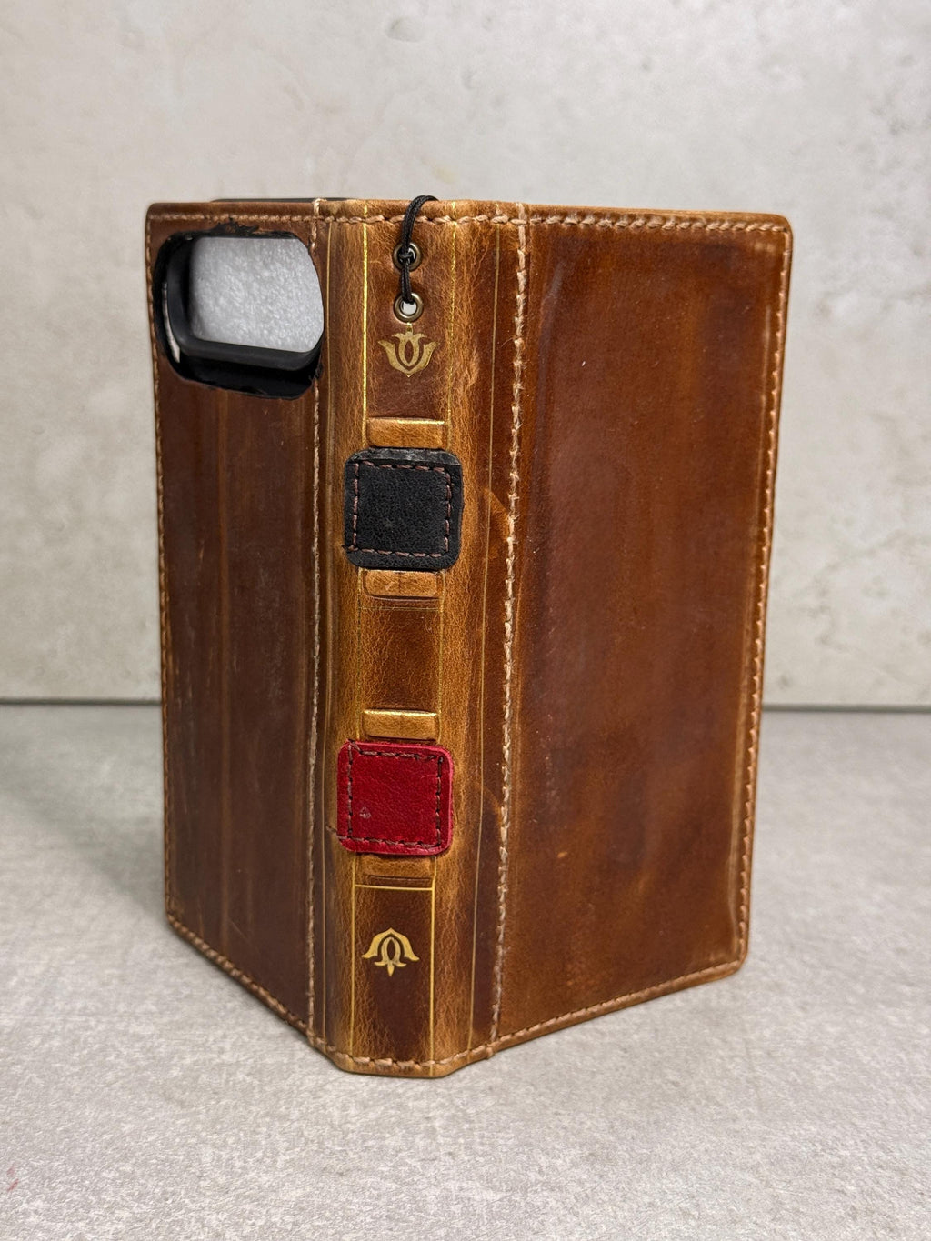Genuine Leather Wallet Case: Vintage Book Style, Card Slots Motorola
