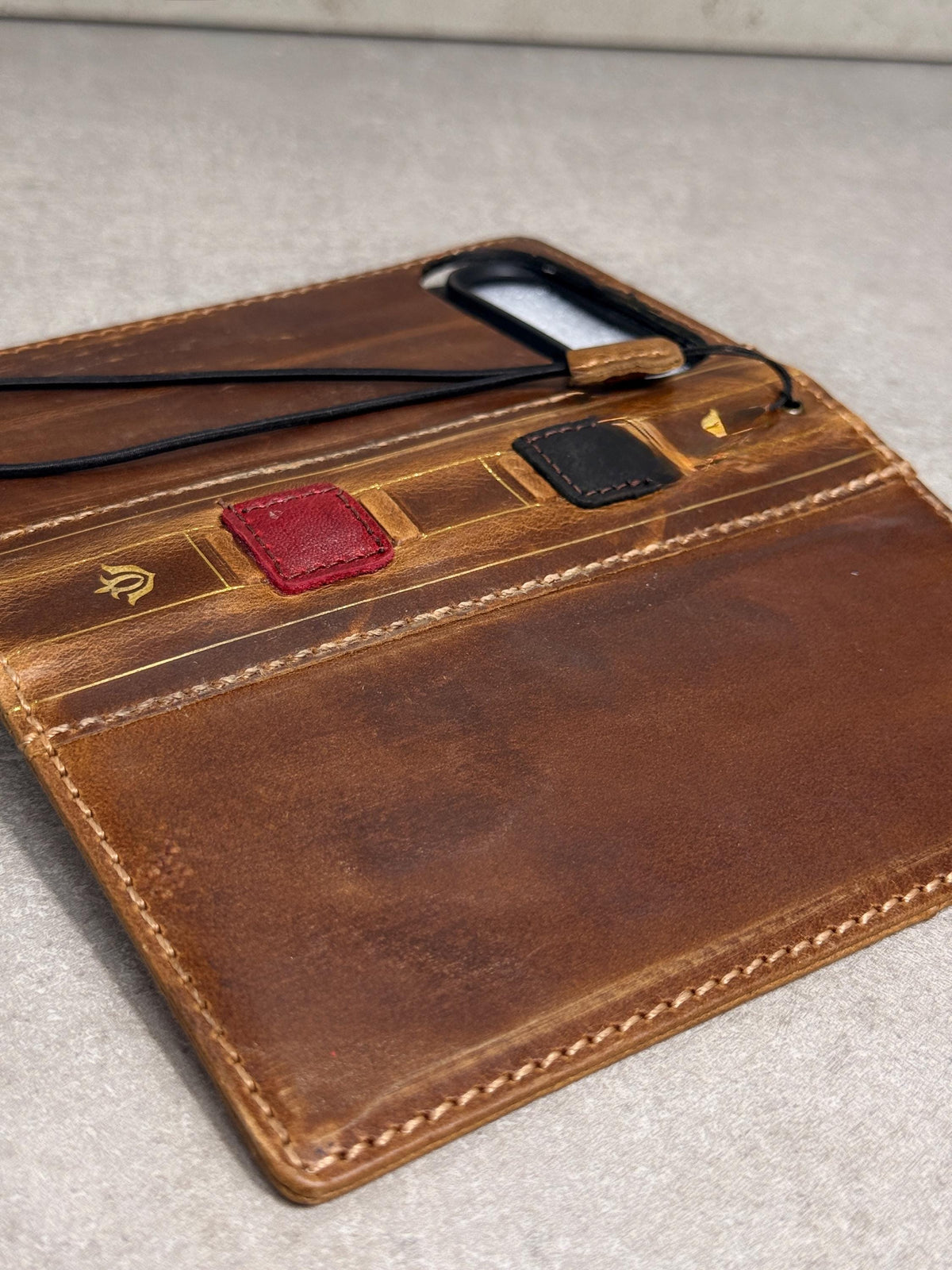 Genuine Leather Wallet Case: Vintage Book Style, Card Slots Motorola