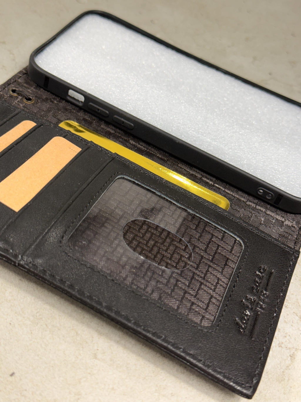 Genuine Leather Wallet Case: Vintage Book Style, Card Slots Motorola