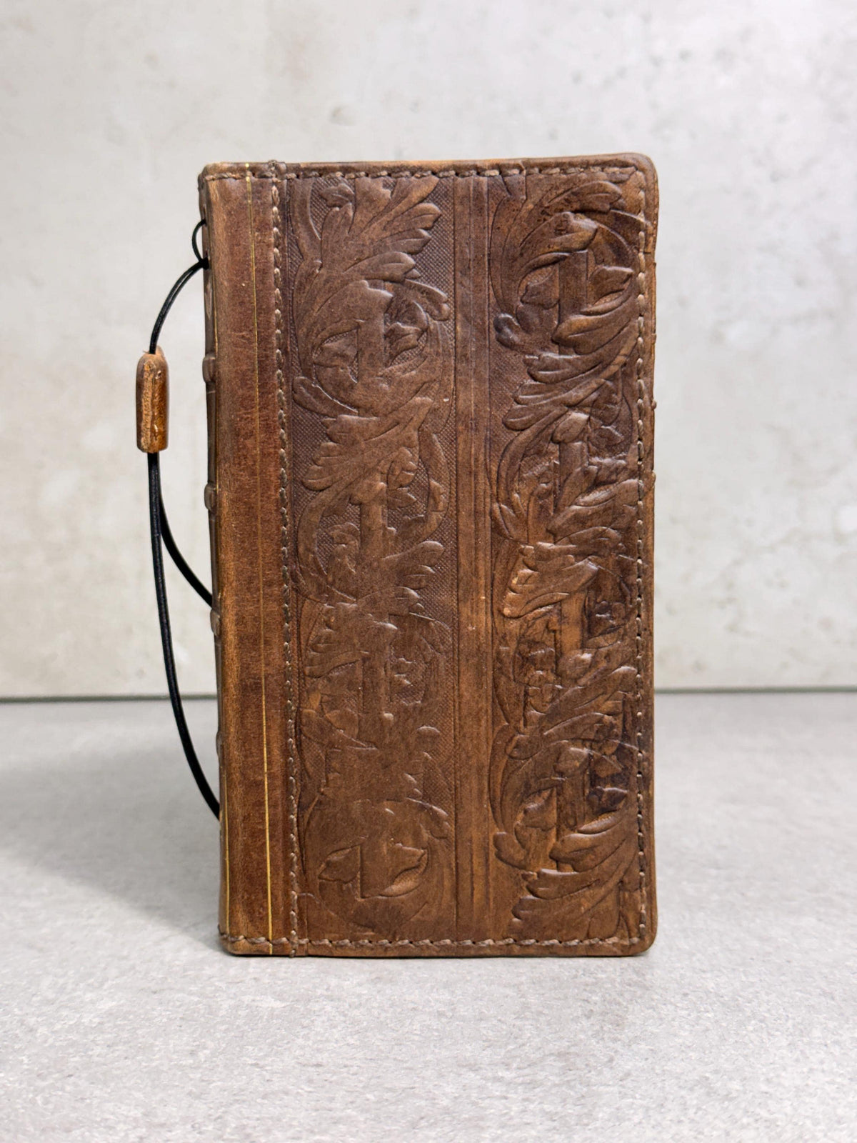 Handmade Leather Art Wallet Case for Galaxy: Book Bible Style Cover