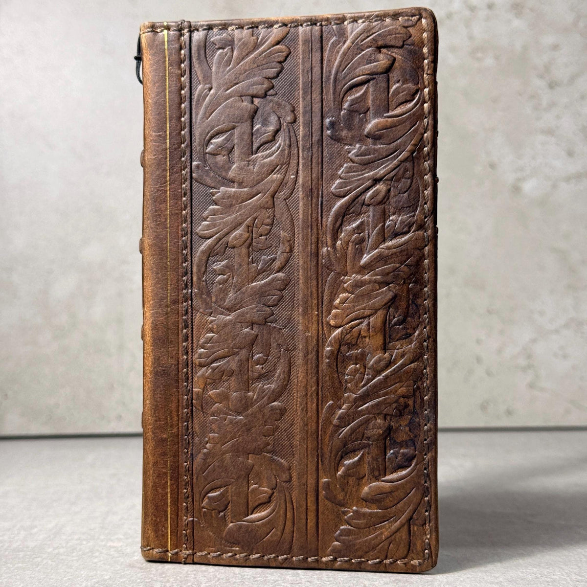 Handmade Leather Art Wallet Case for Galaxy: Book Bible Style Cover