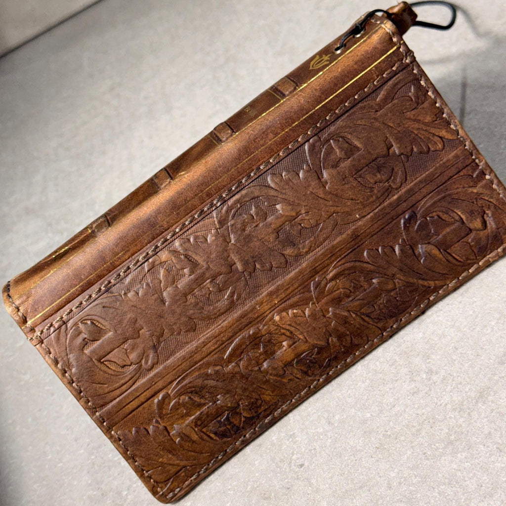 Handmade Leather Art Wallet Case for Galaxy: Book Bible Style Cover