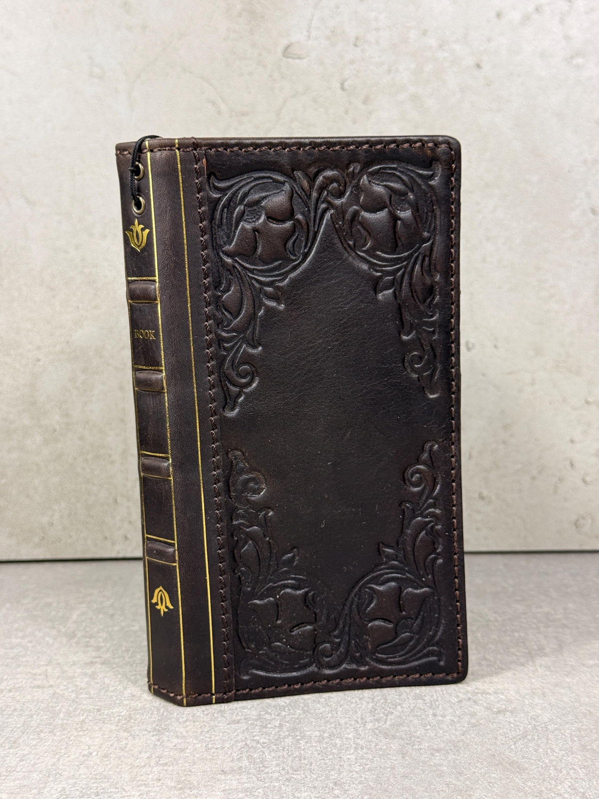 Handmade Leather Wallet Phone Case: Royal Book Design