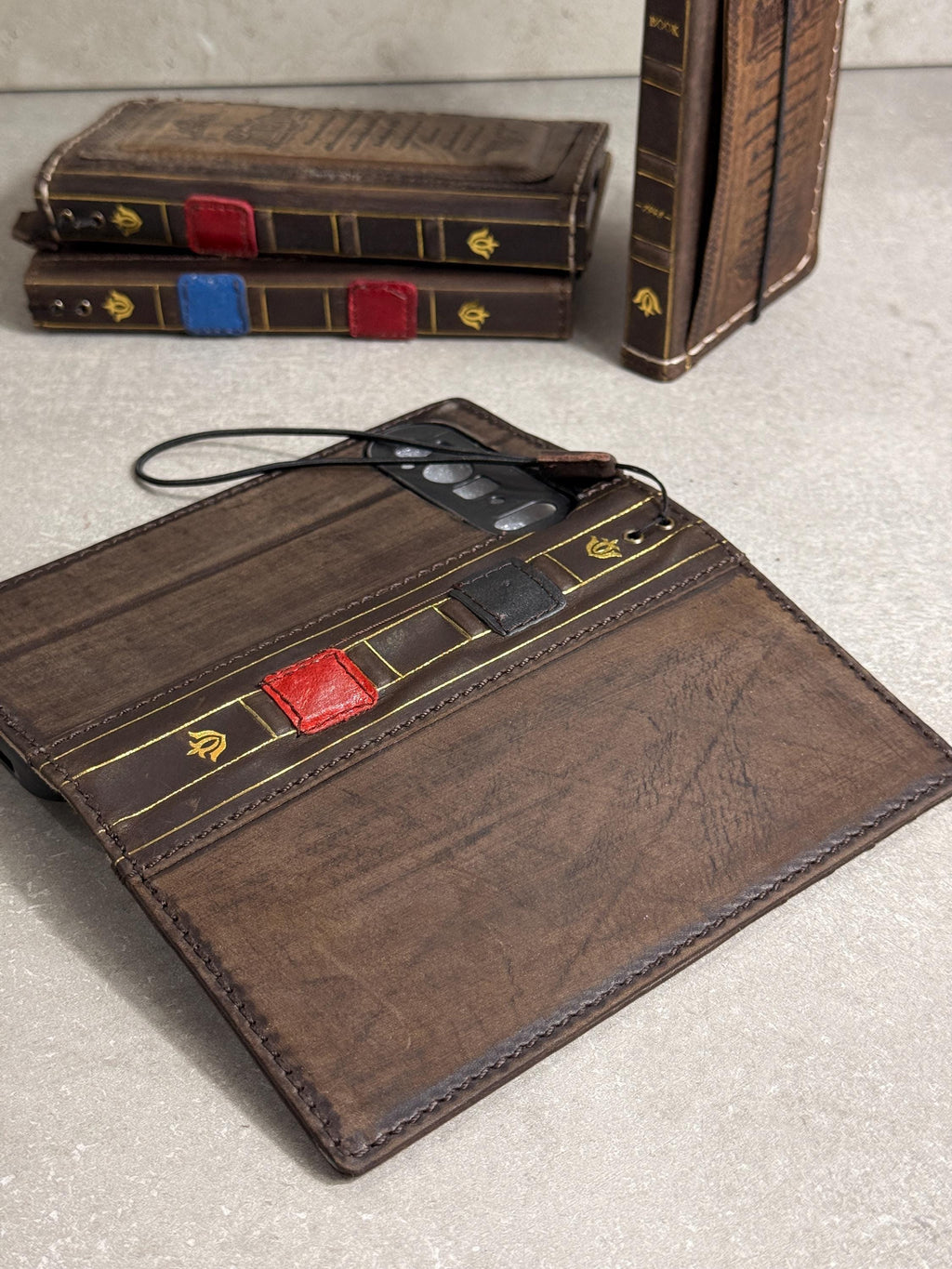 Genuine Leather Wallet Case for Google Pixel: Vintage Book Design