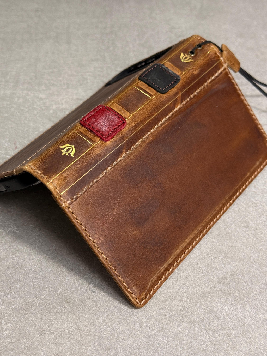 Genuine Leather Wallet Case: Vintage Book Style, Card Slots Motorola