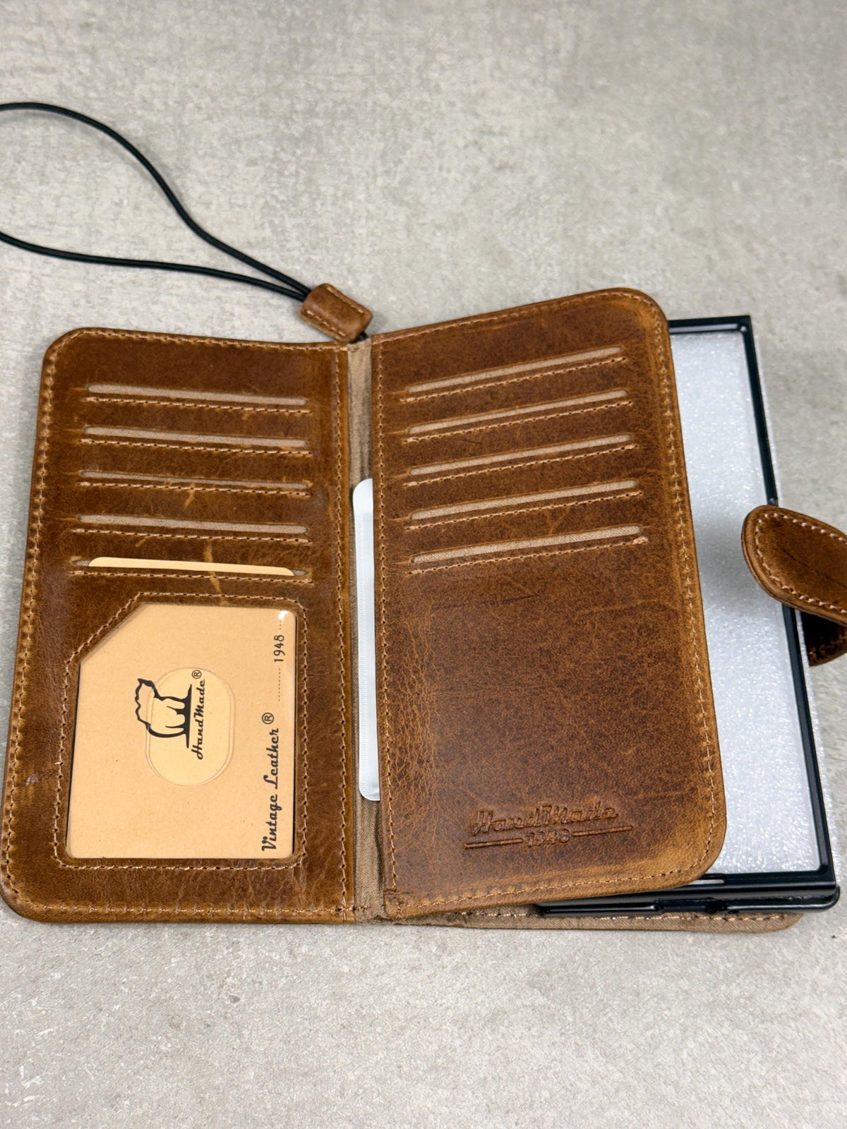 Genuine Leather Wallet Case: Vintage Book Style, Card Slots Motorola