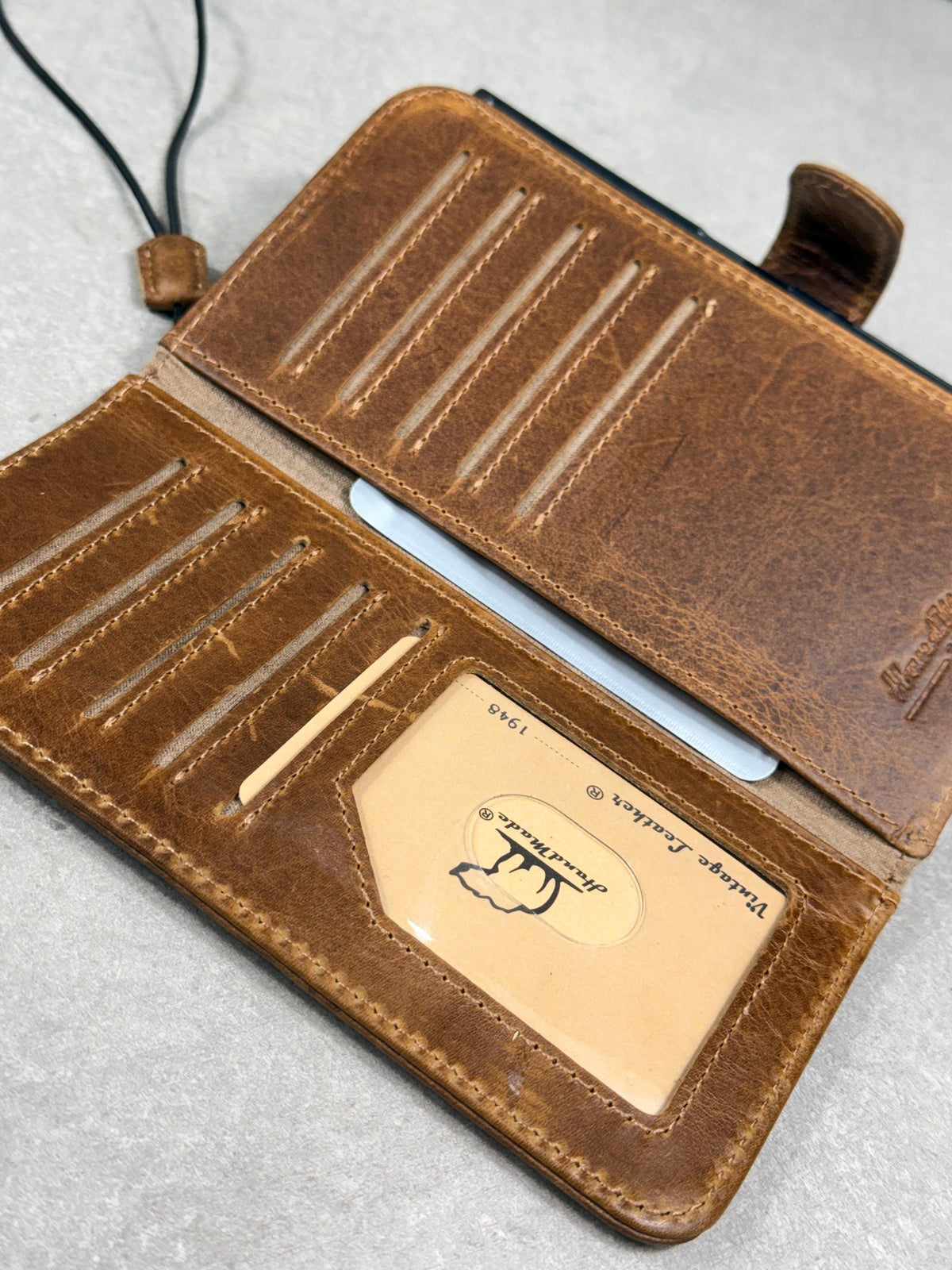 Genuine Leather Wallet Case: Vintage Book Style, Card Slots Motorola