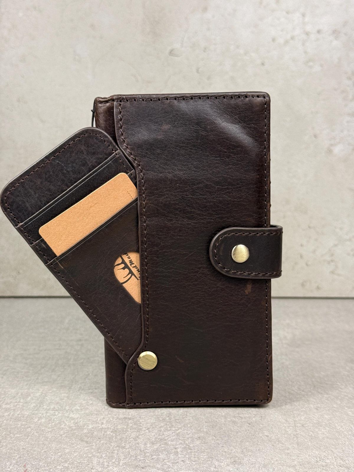 Handmade Leather Galaxy Z Fold Wallet Cover: Embossed Art Design