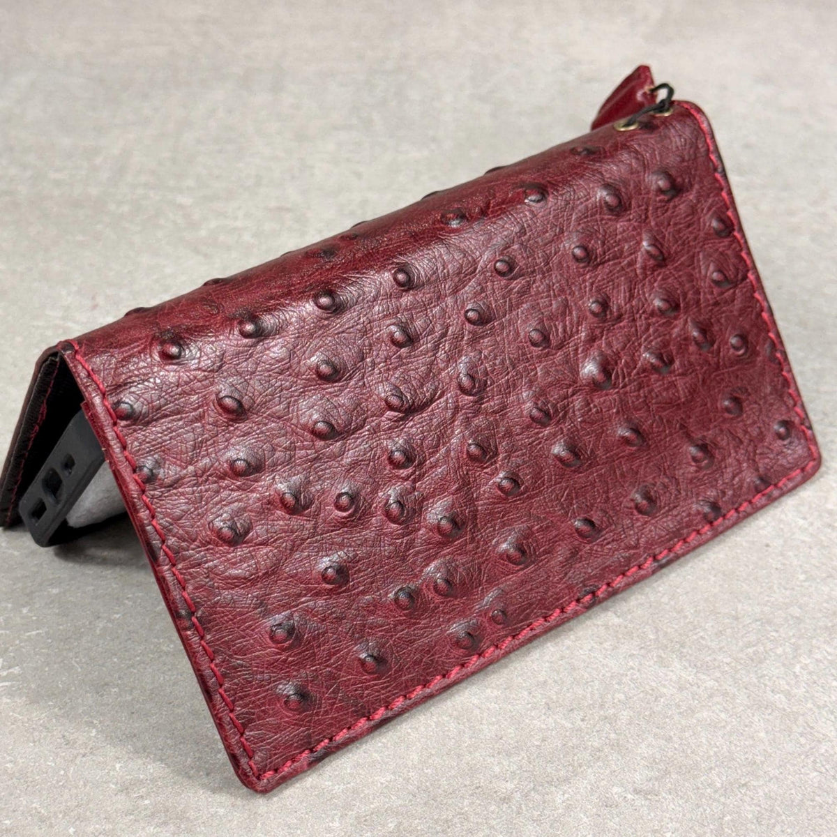 Genuine Leather iPhone Case: Ostrich Pattern, Vintage Book Style, Handcrafted Protection