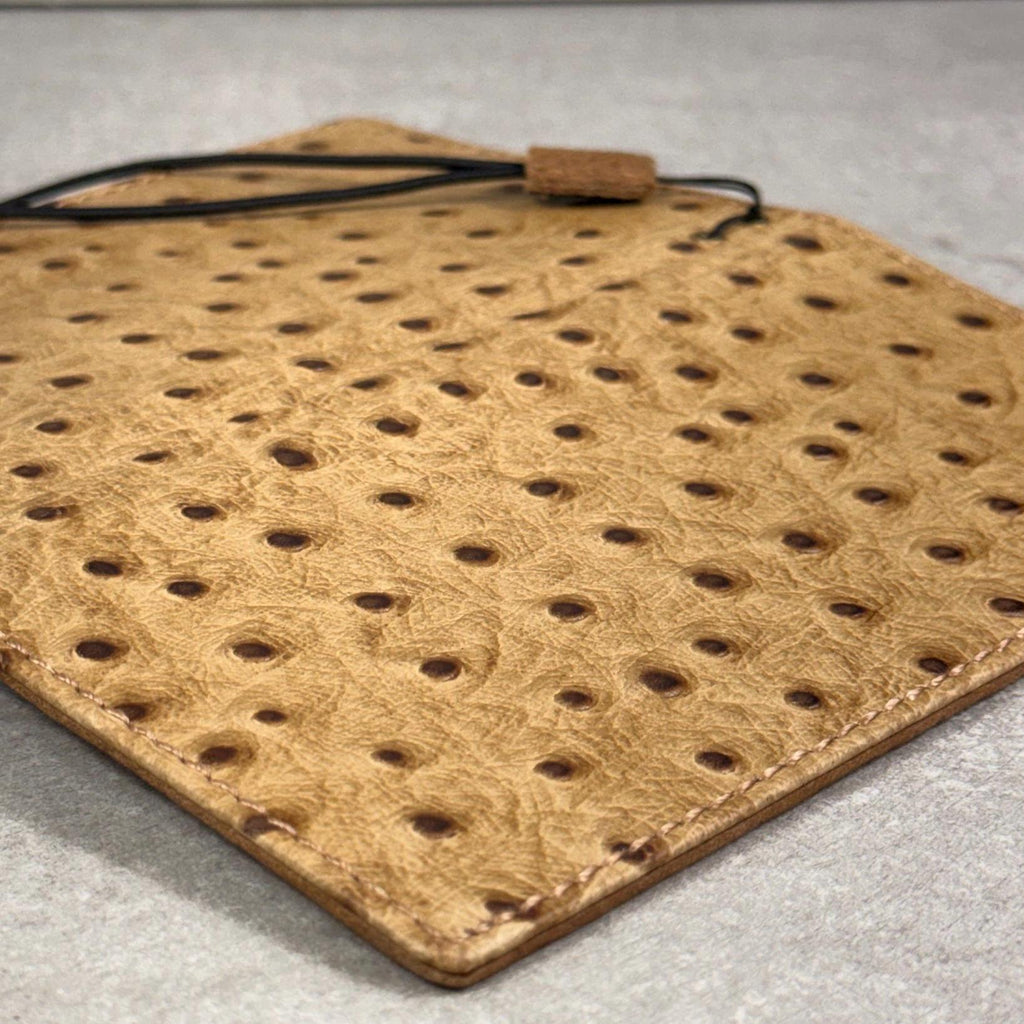 Handmade Ostrich Pattern Leather iPhone Case: Vintage Book Style Wallet