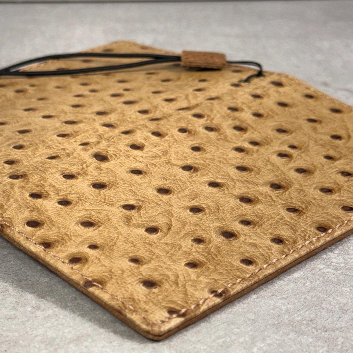 Handmade Ostrich Pattern Leather iPhone Case: Vintage Book Style Wallet
