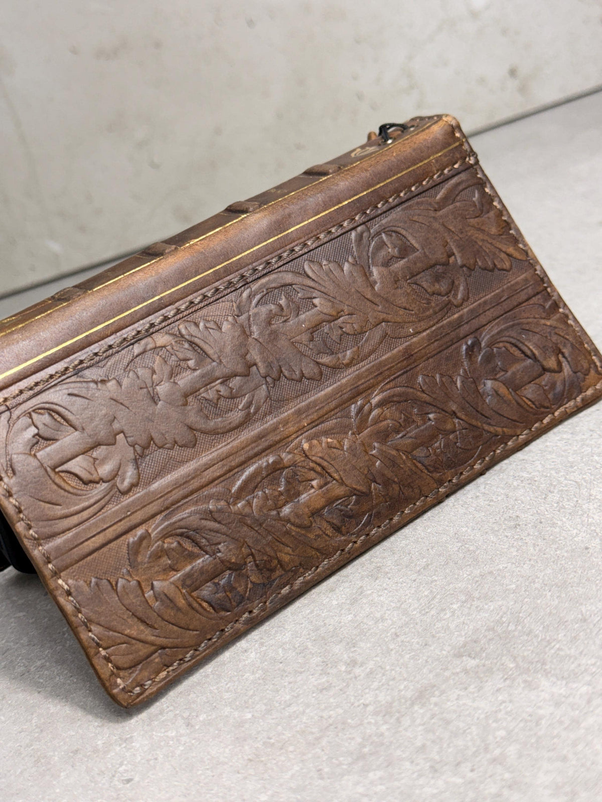 Handmade Leather Art Wallet Case for Galaxy: Book Bible Style Cover