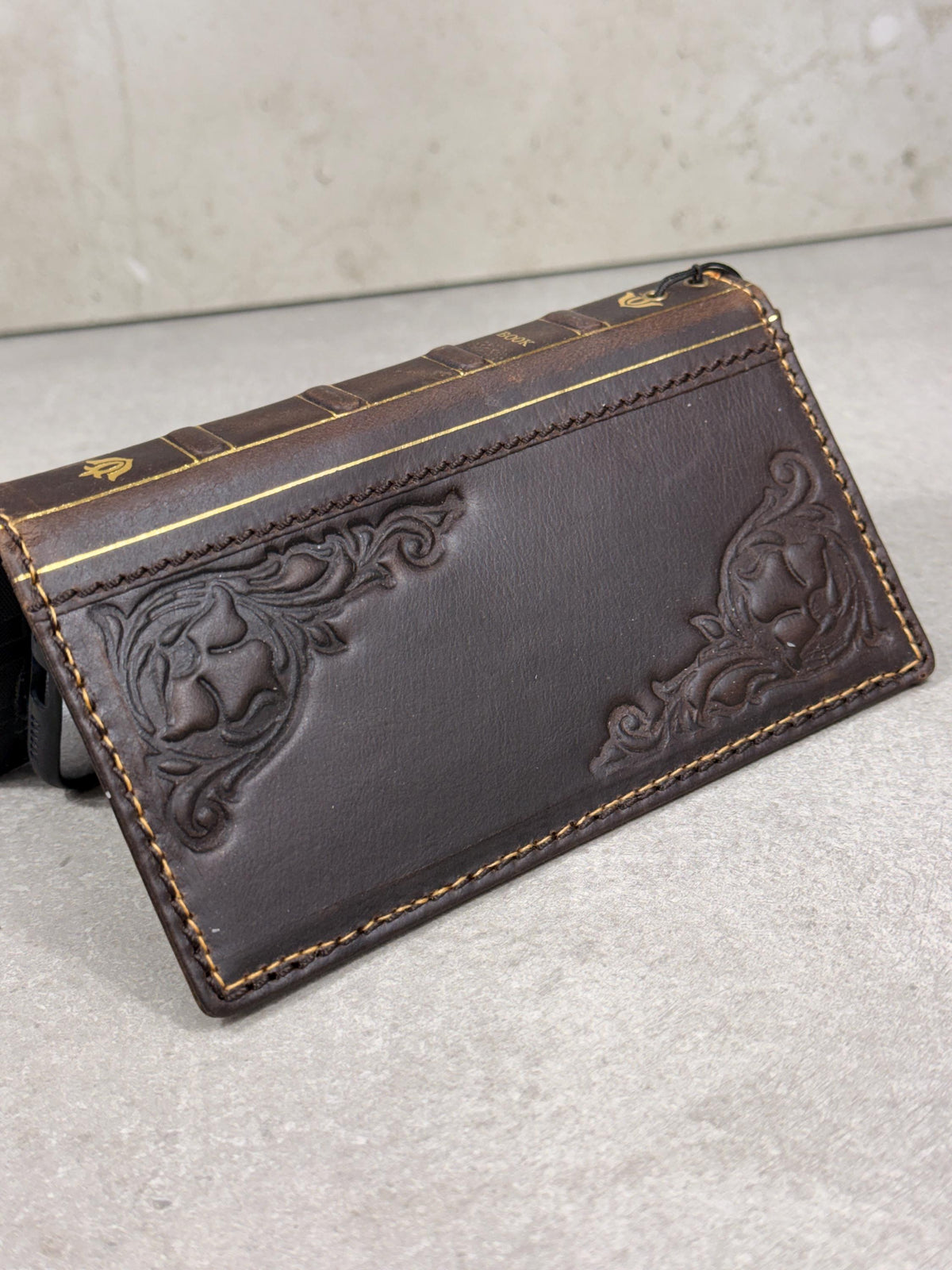 Handmade Leather Book Wallet Case for iPhone: Vintage Style Card Slots