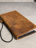 Handmade Leather Wallet Case for Galaxy Z Fold 2/3/4/5/6/7 -  Ostrich Art Design