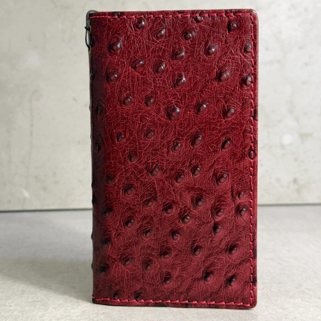 Handmade Leather Wallet Case for Galaxy Z Fold 2/3/4/5/6/7 -  Ostrich Art Design