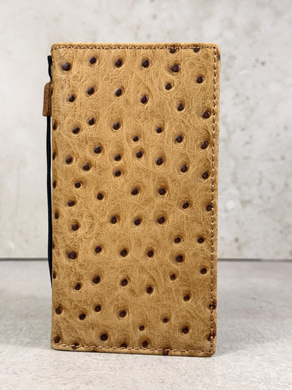 Handmade Leather Wallet Case for Galaxy Z Fold 2/3/4/5/6/7 -  Ostrich Art Design