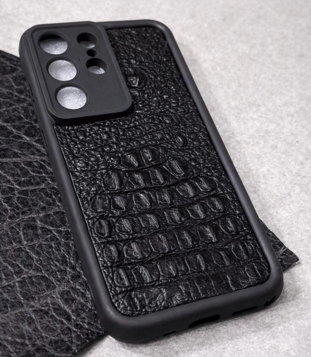 Handmade Crocodile Embossed Leather Phone Case, Slim Protective Cover Galaxy S26 S25 S24 S23