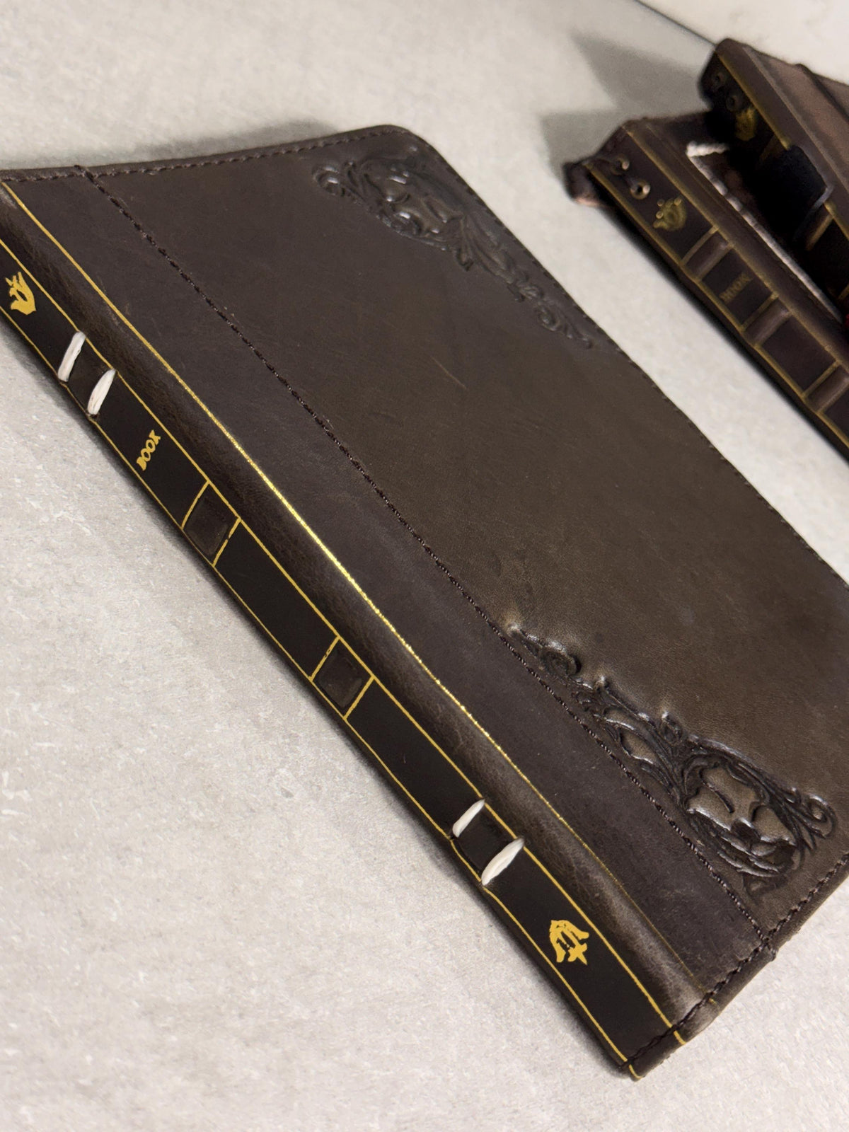 Handmade Leather iPad Cover, Book Style Case with Pen Holder