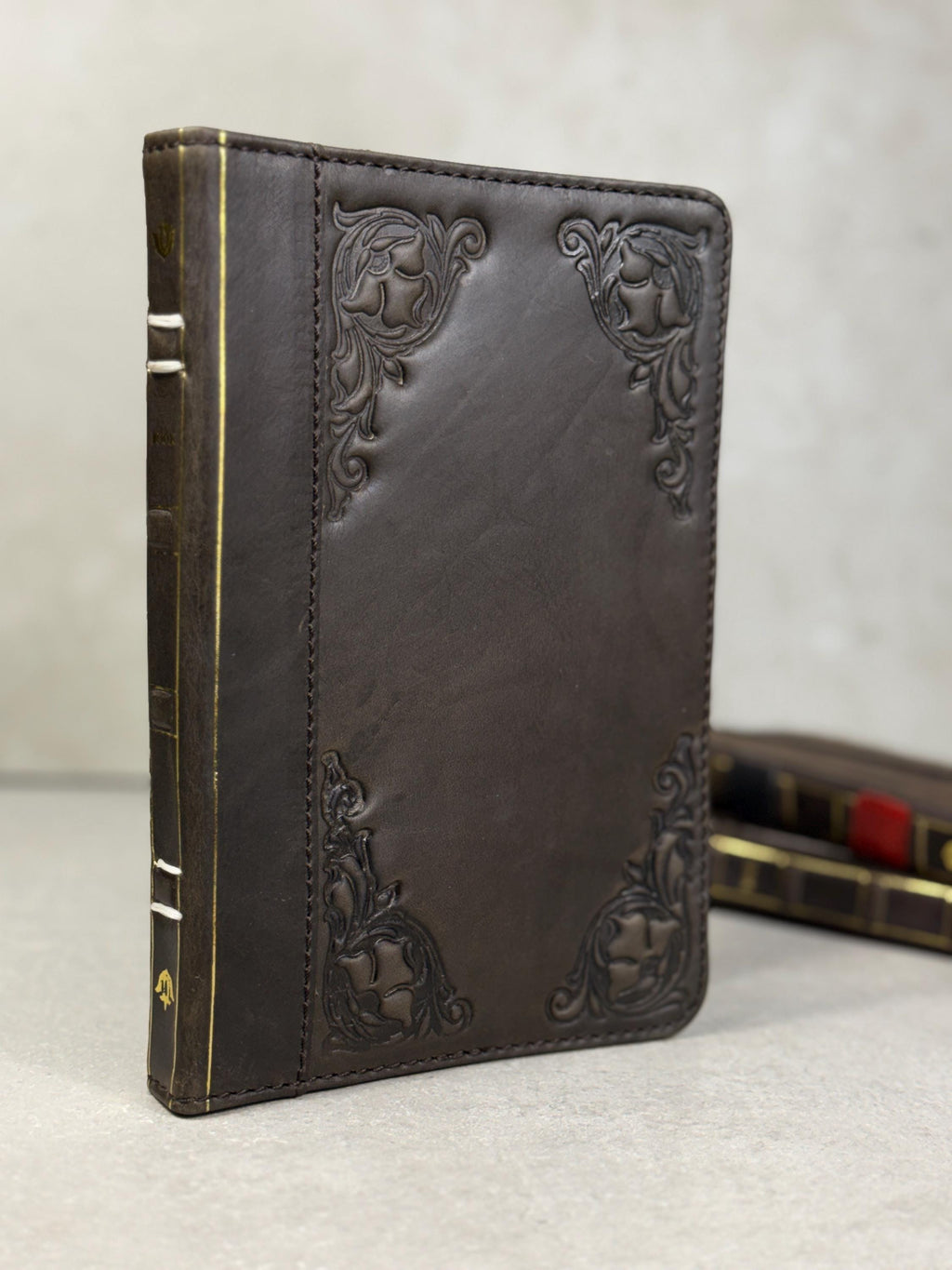 Handmade Leather iPad Cover, Book Style Case with Pen Holder