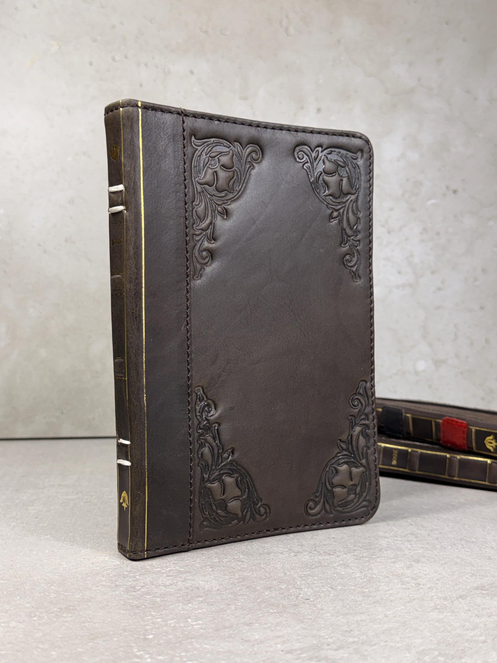 Handmade Leather iPad Cover, Book Style Case with Pen Holder