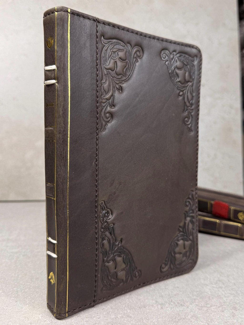 Handmade Leather iPad Cover, Book Style Case with Pen Holder