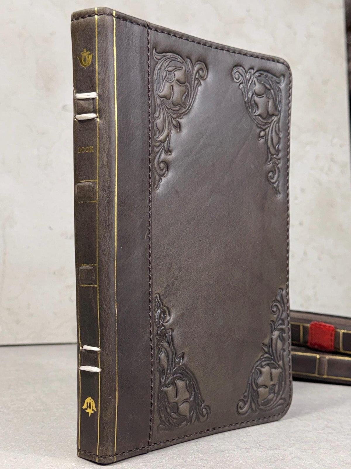 Handmade Leather iPad Cover, Book Style Case with Pen Holder