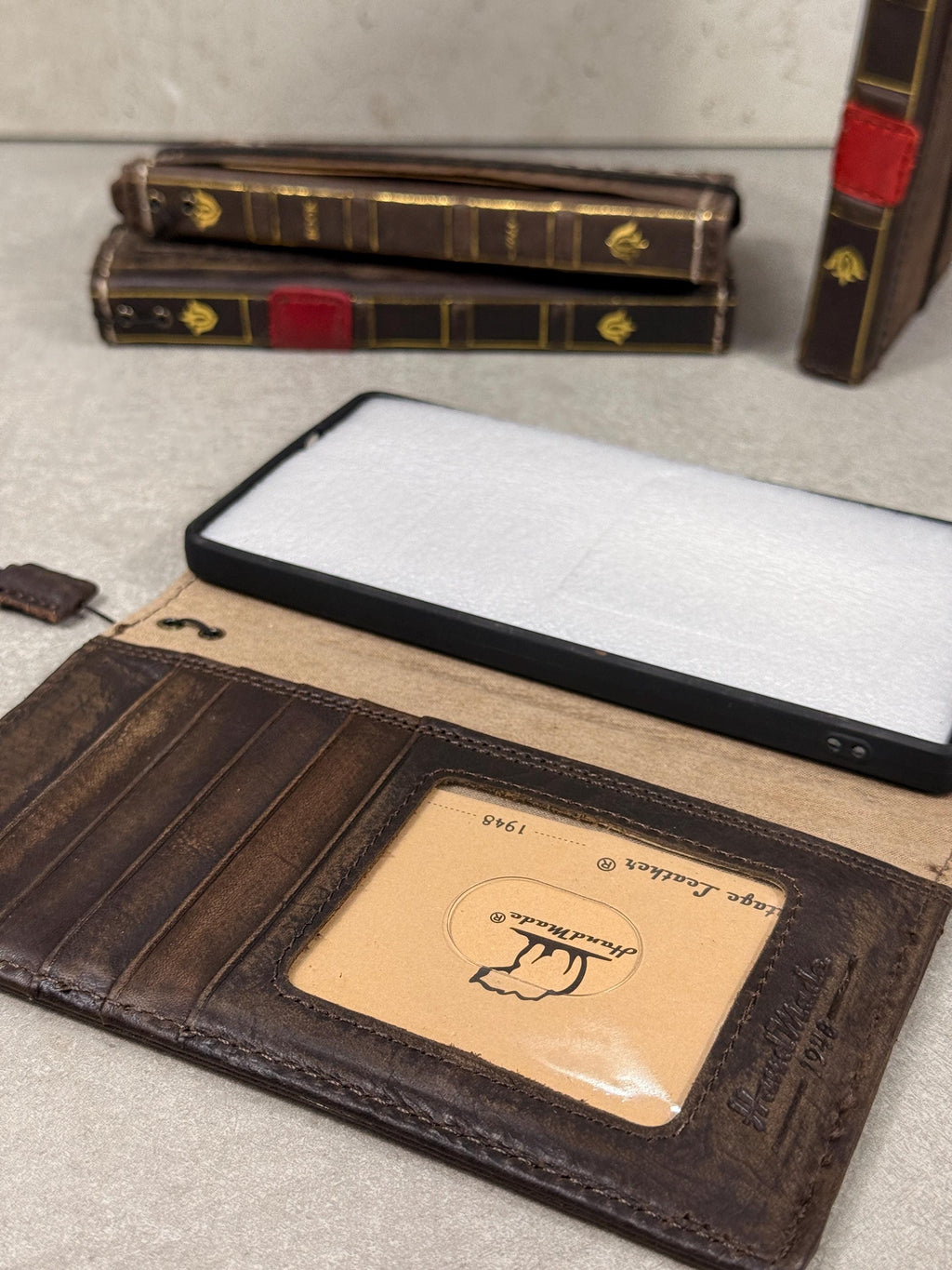 Genuine Leather fo OnePlus Open Case Wallet Handmade Wireless Luxury