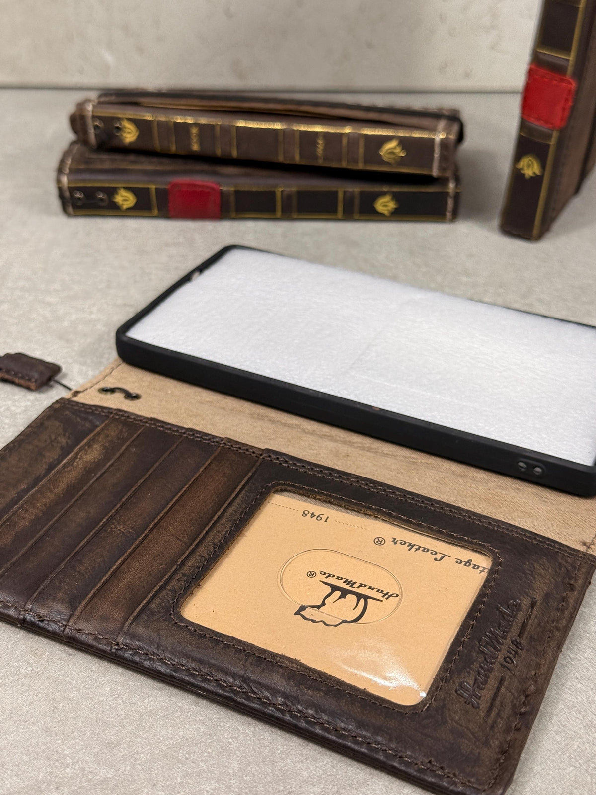 Genuine Leather fo OnePlus Open Case Wallet Handmade Wireless Luxury