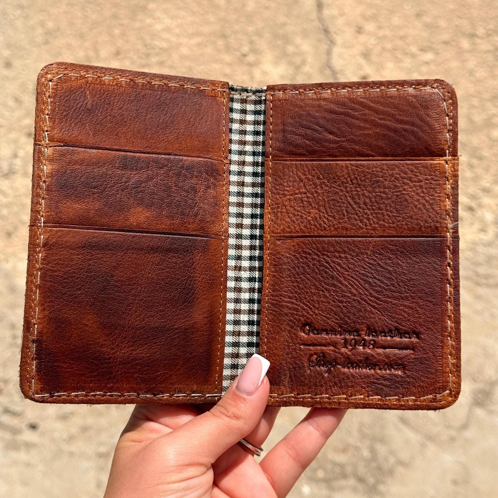 Leather wallet thin soft credit card vintage designed Diy Reto Davidov art