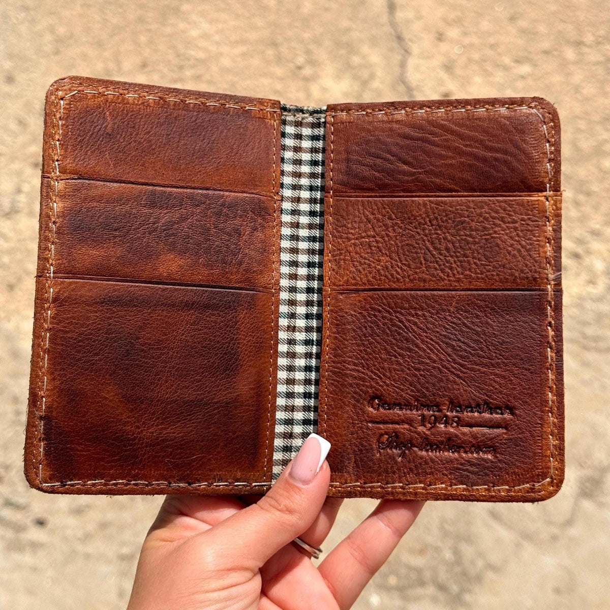Leather wallet thin soft credit card vintage designed Diy Reto Davidov art